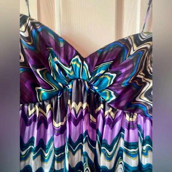 Laundry by Shelli Segal silk dress w/ beaded straps size 4 multicolor Y2K - Picture 4 of 7